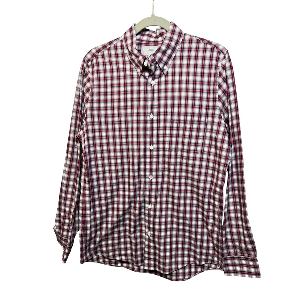 Jack Spade Bleecker Street Mens Medium Plaid Button Down Shirt Red White Blue